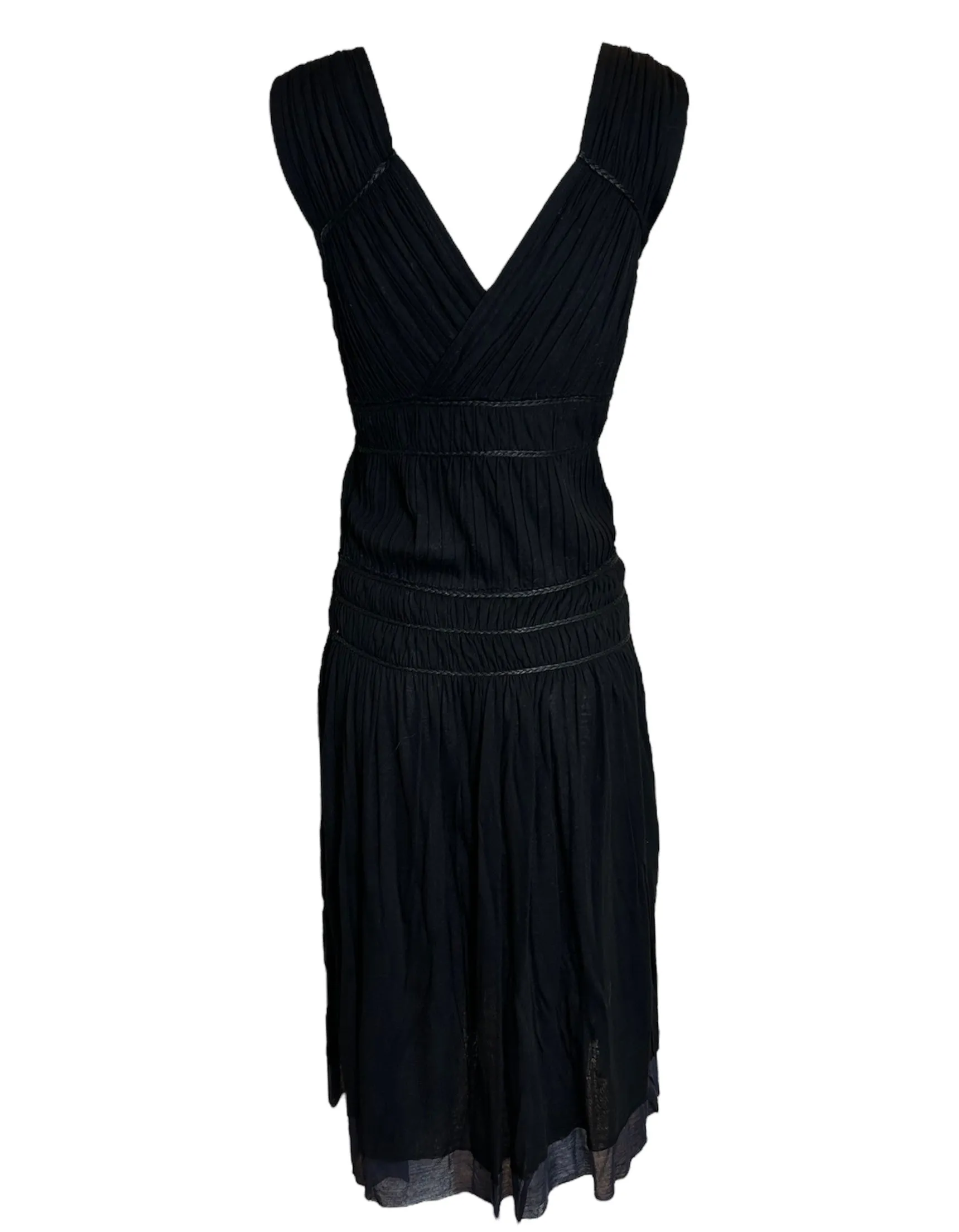 2000s Issey Miyake Cupro Gauze Pleated Tiered Goddess Dress