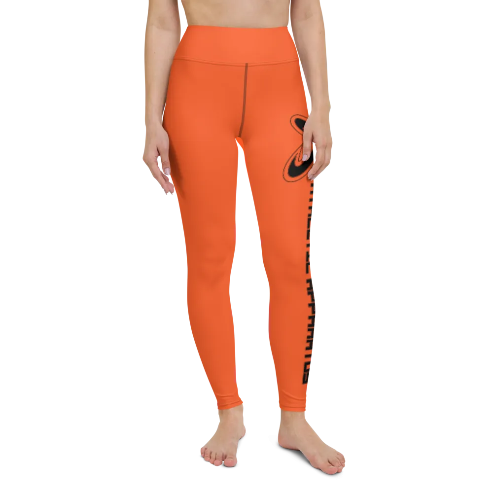 Athletic Apparatus Outrageous Orange Black logo Yoga Leggings