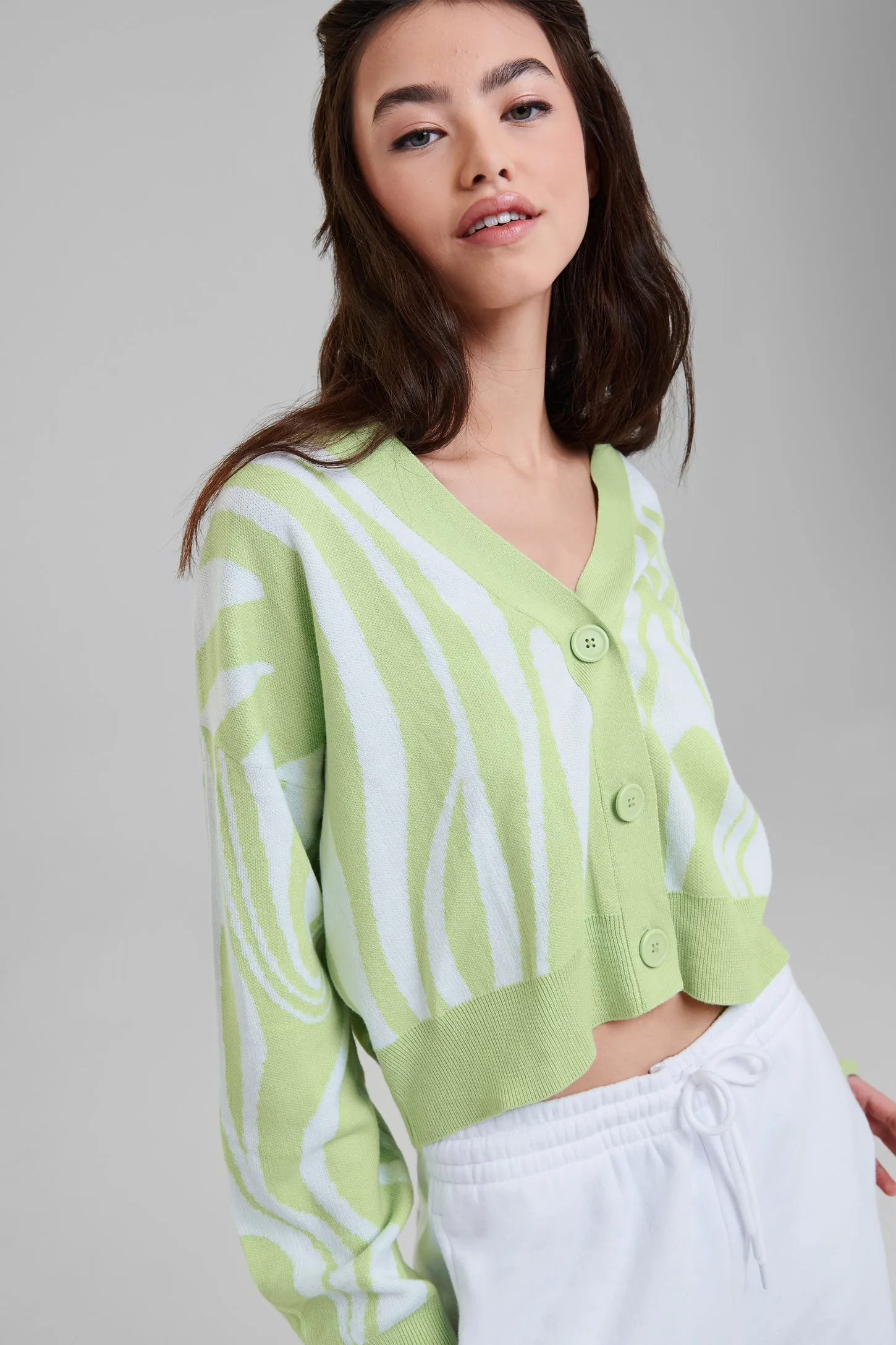 Cardigan court en tricot Jacquard - Femme