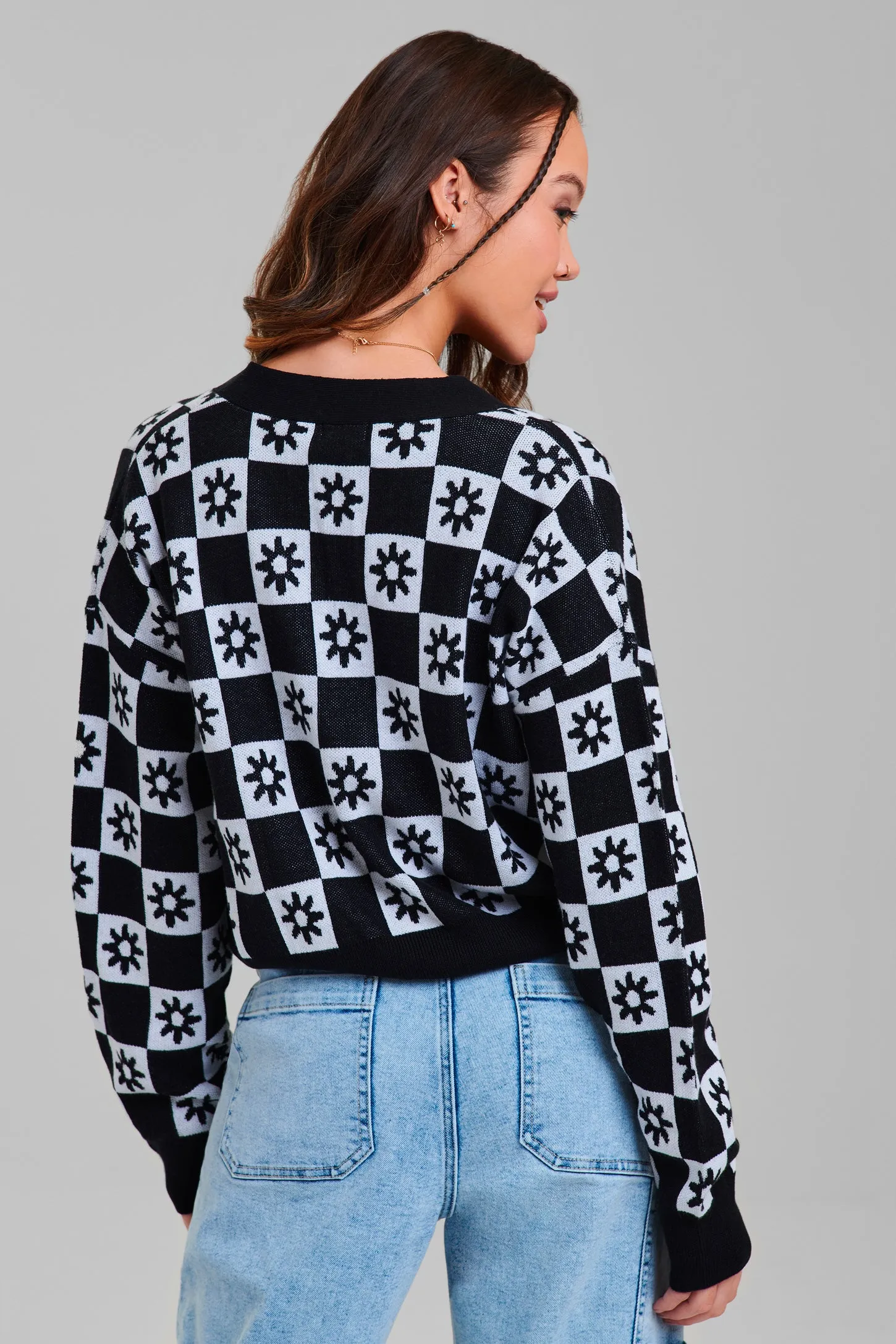 Cardigan court en tricot Jacquard - Femme