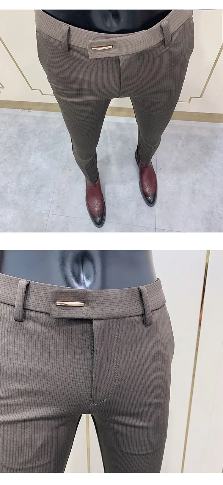 Chic Striped Men's Elegant Slim Fit Dress Pants