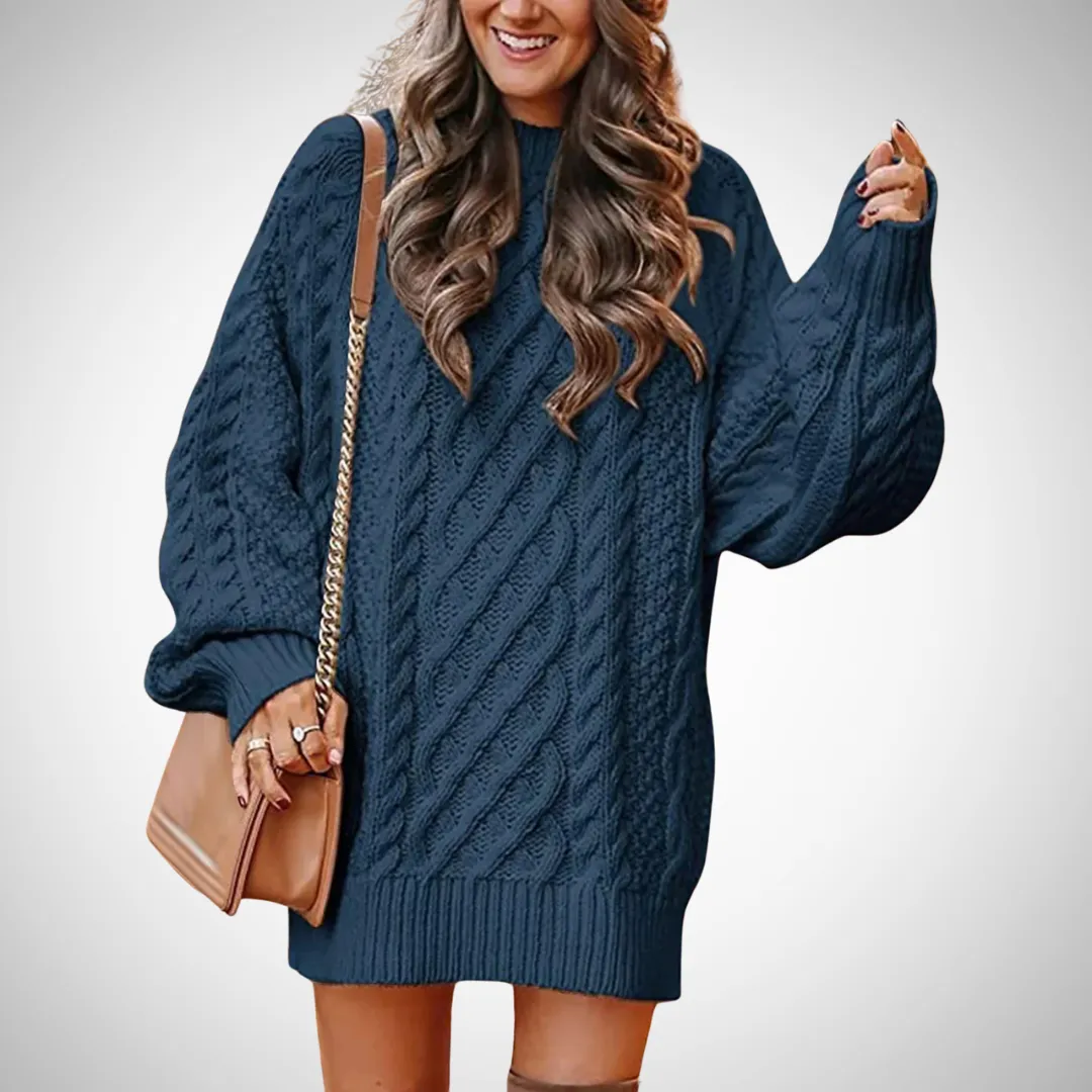 Fatima Oversized Cable Knit Sweater Dress