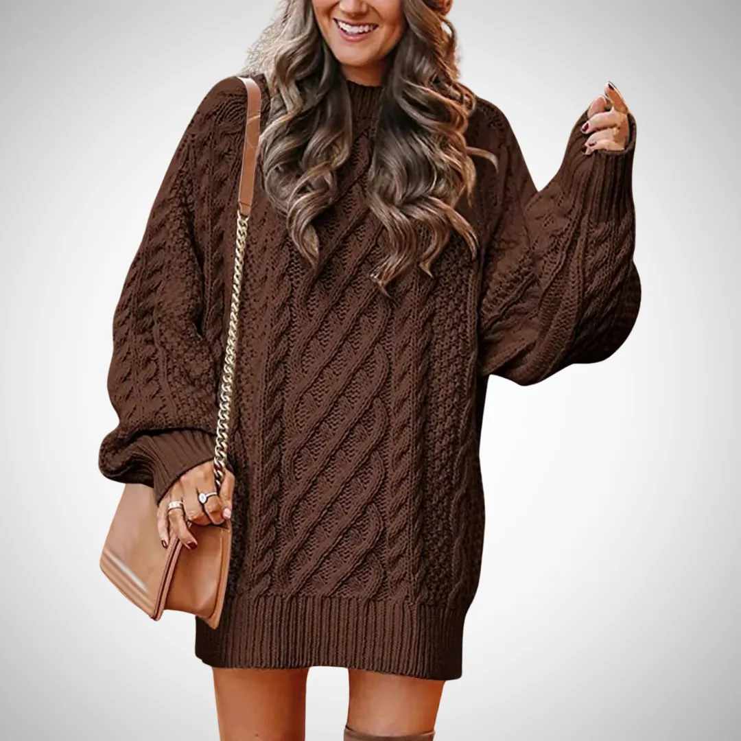 Fatima Oversized Cable Knit Sweater Dress