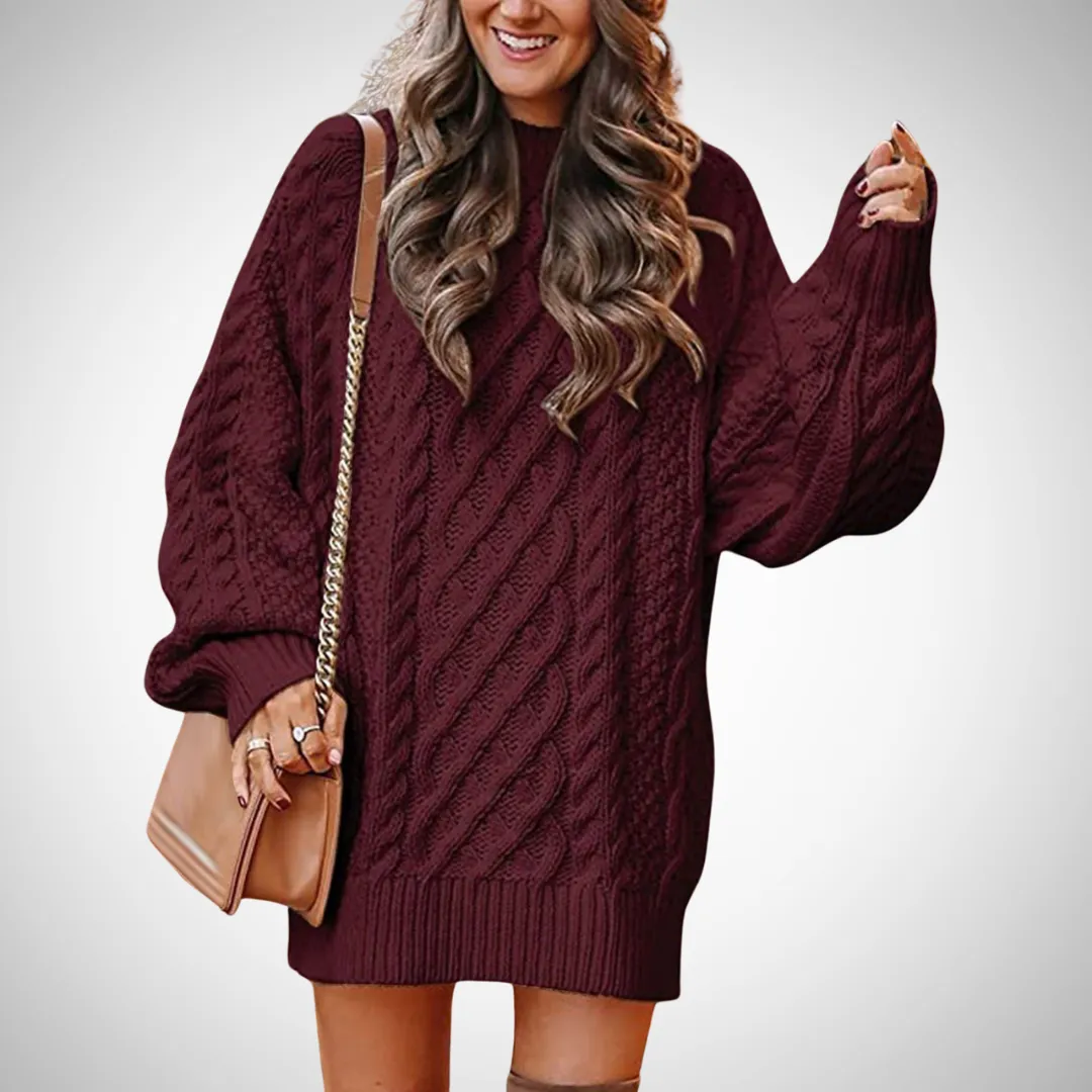 Fatima Oversized Cable Knit Sweater Dress