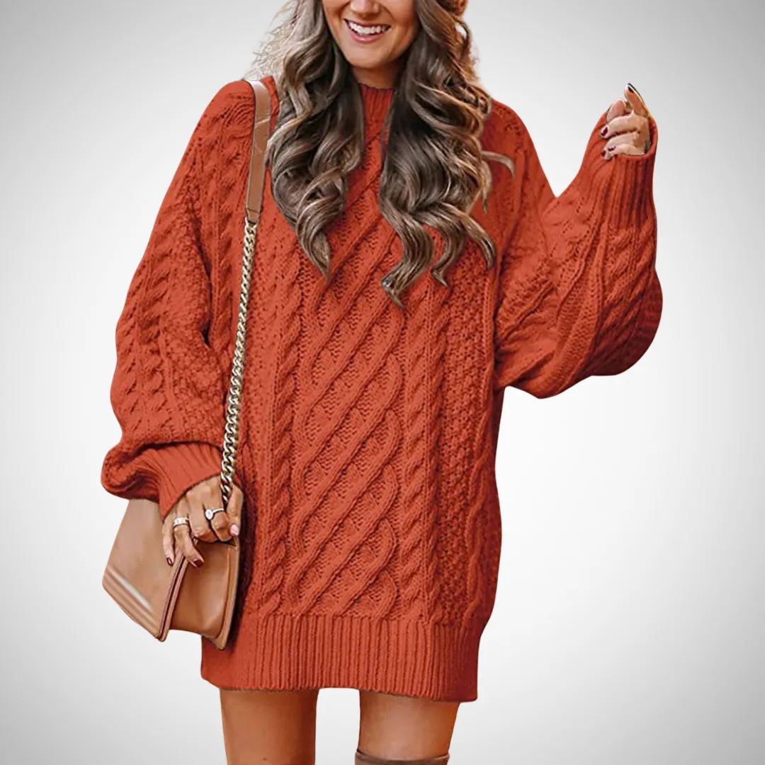 Fatima Oversized Cable Knit Sweater Dress