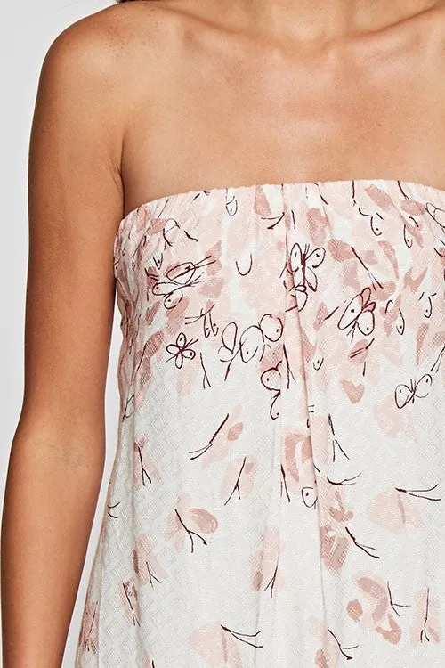 Floral Print Strapless Maxi Summer Dress