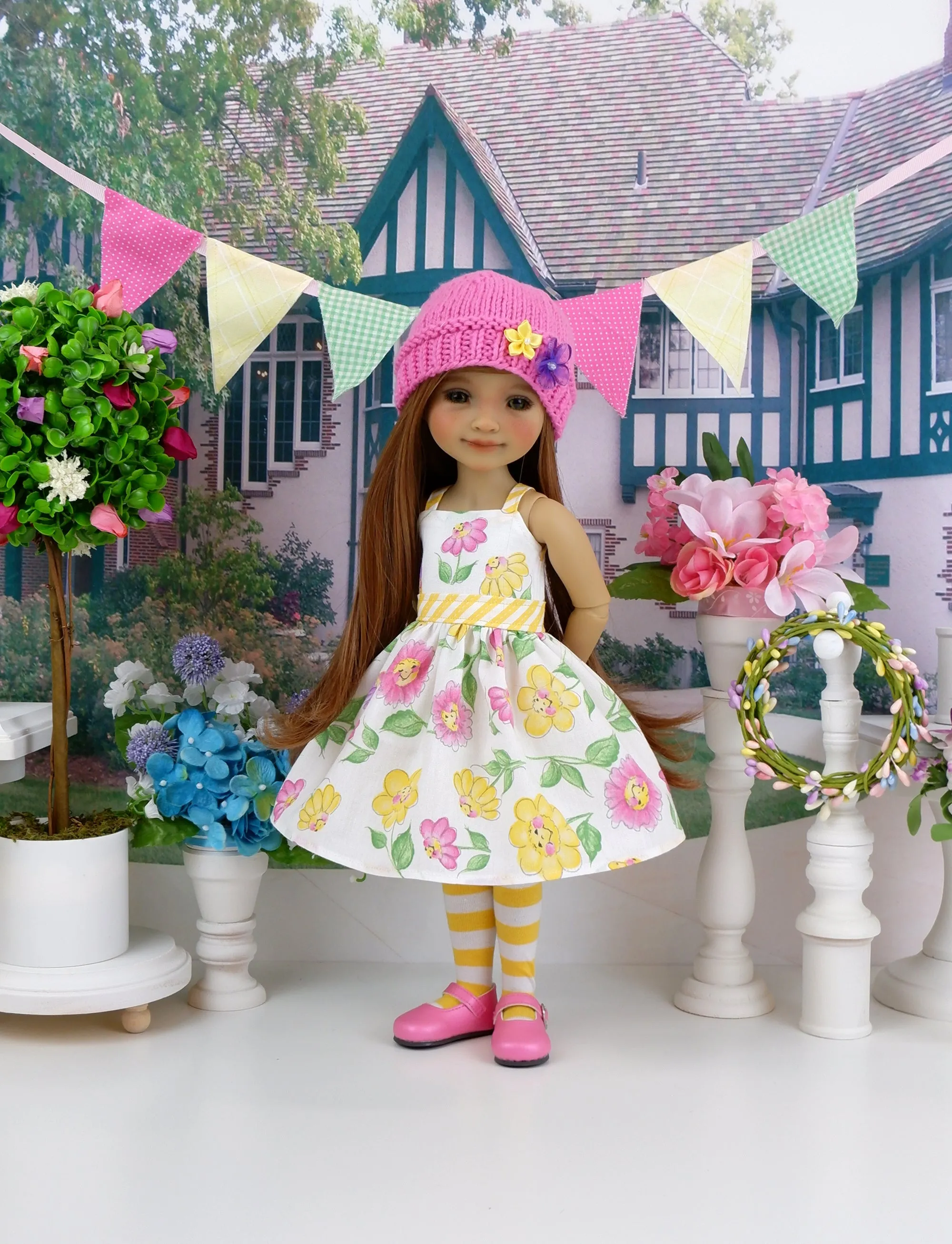 Happy Flowers - dress and sweater set with shoes for Ruby Red Fashion Friends doll