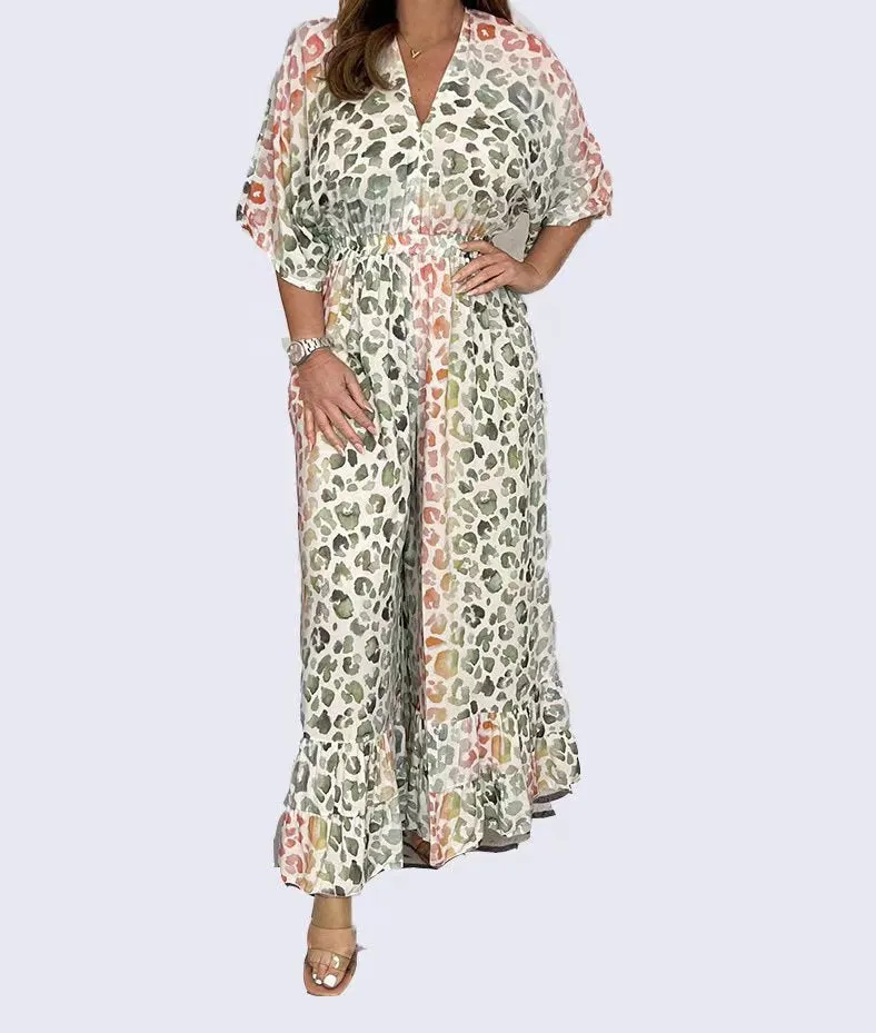 🔥LAST DAY PROMOTION- 49% OFF💃2024 NEW STYLE V-neck Leopard print Dress 💝