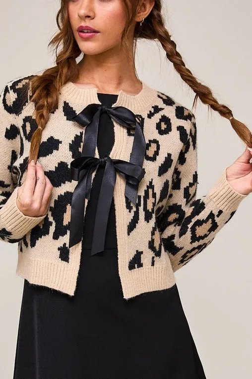 Leopard Bow Cardigan