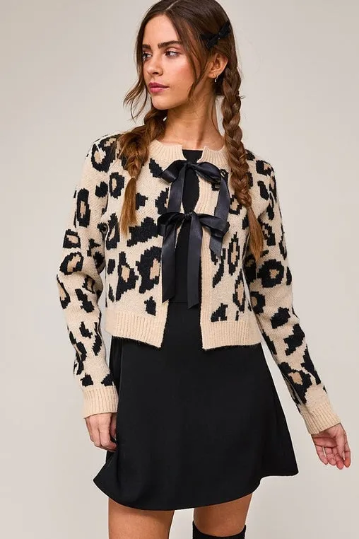 Leopard Bow Cardigan
