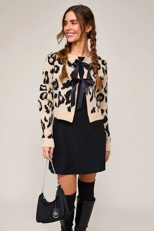 Leopard Bow Cardigan