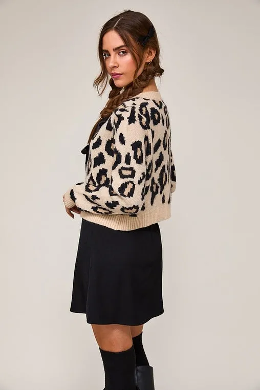 Leopard Bow Cardigan