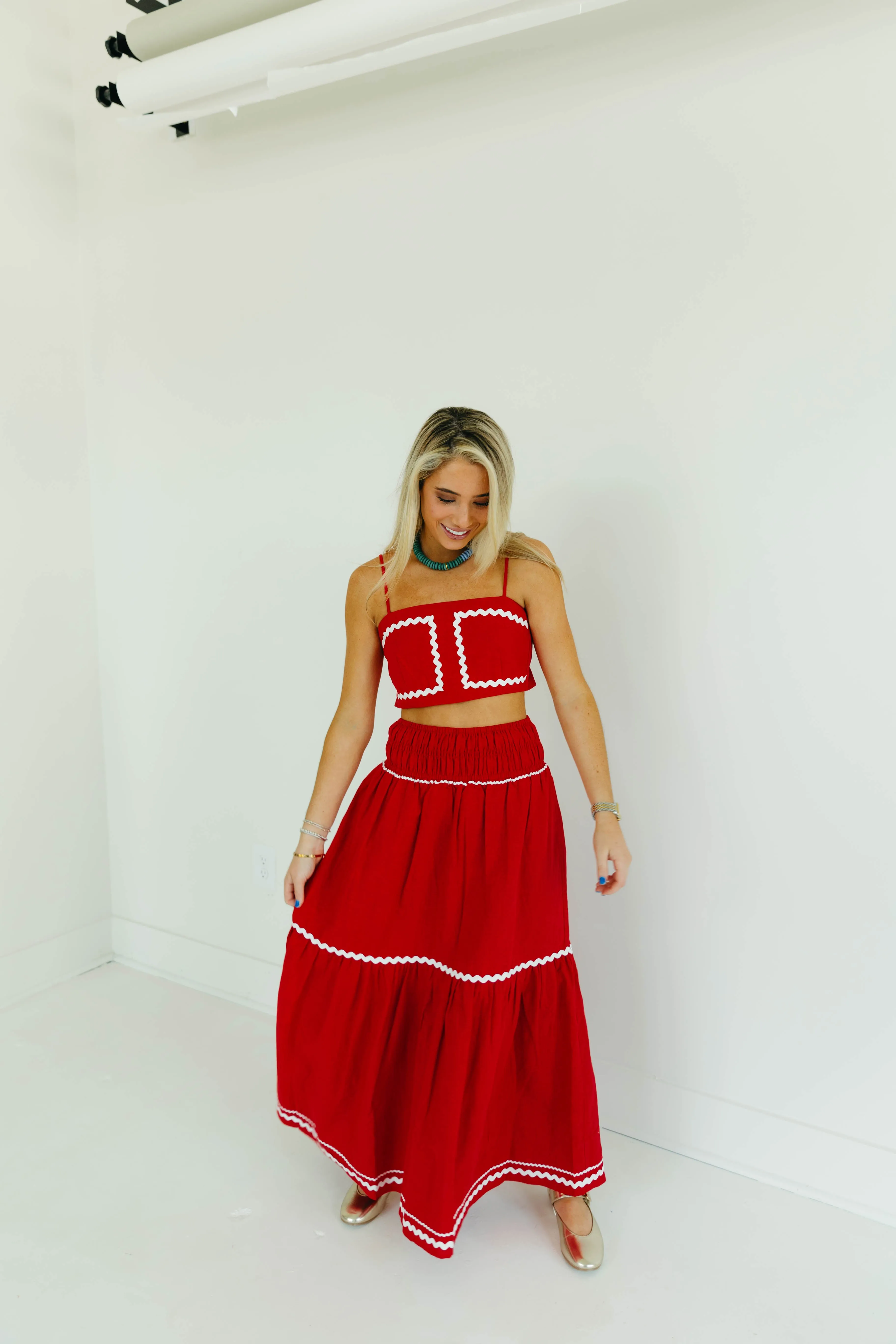 Maria Crop Tank - Red