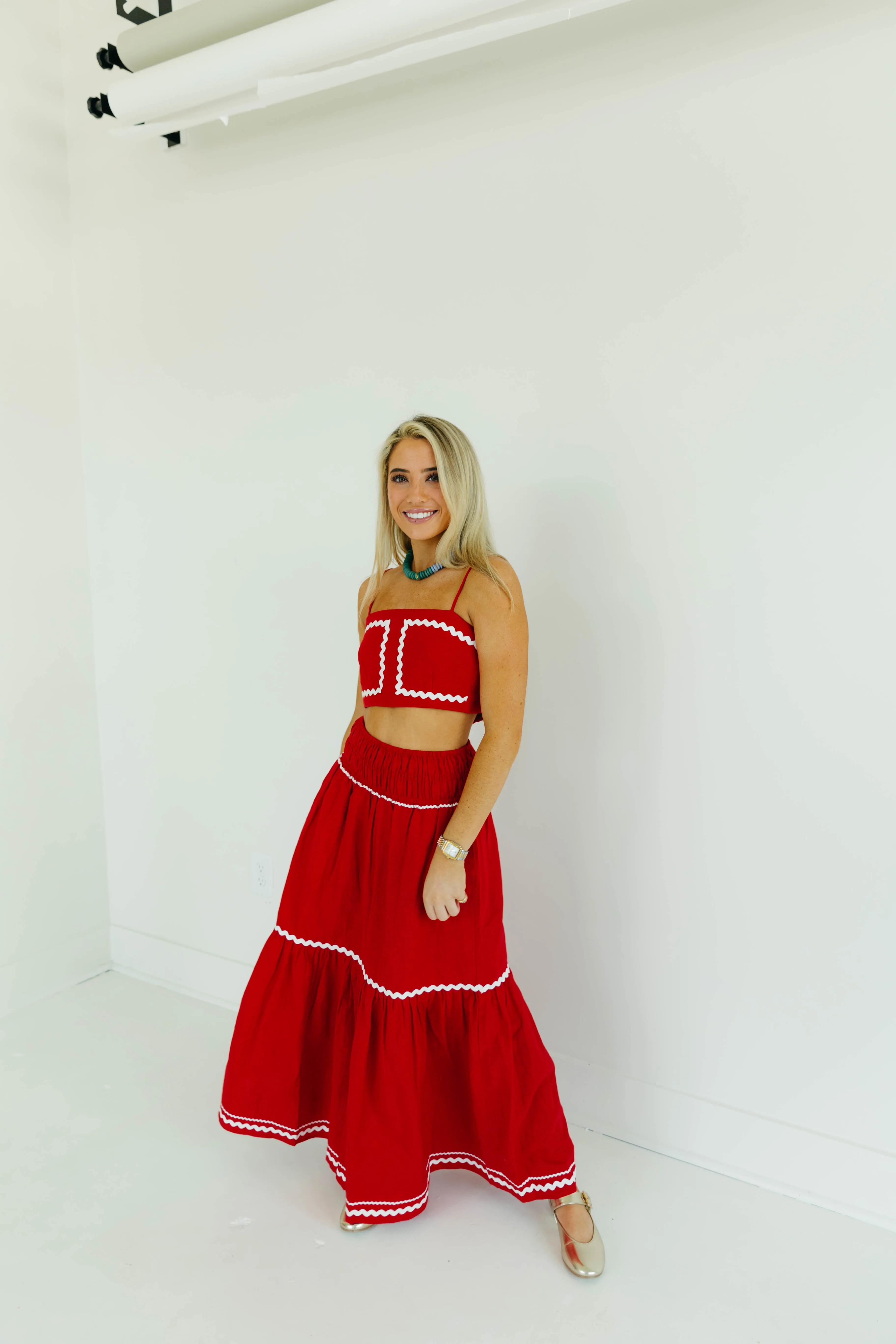 Maria Crop Tank - Red