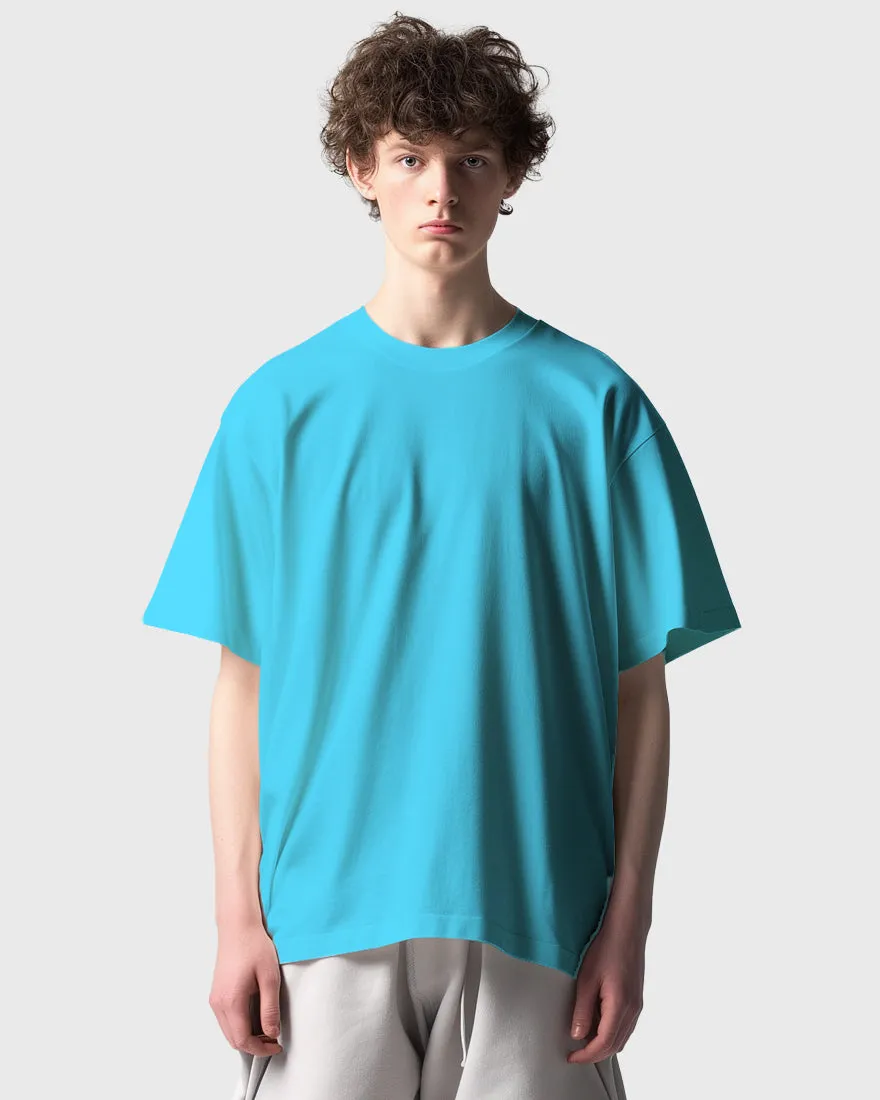 Men Oversized Tshirt Plain - Ocean Blue