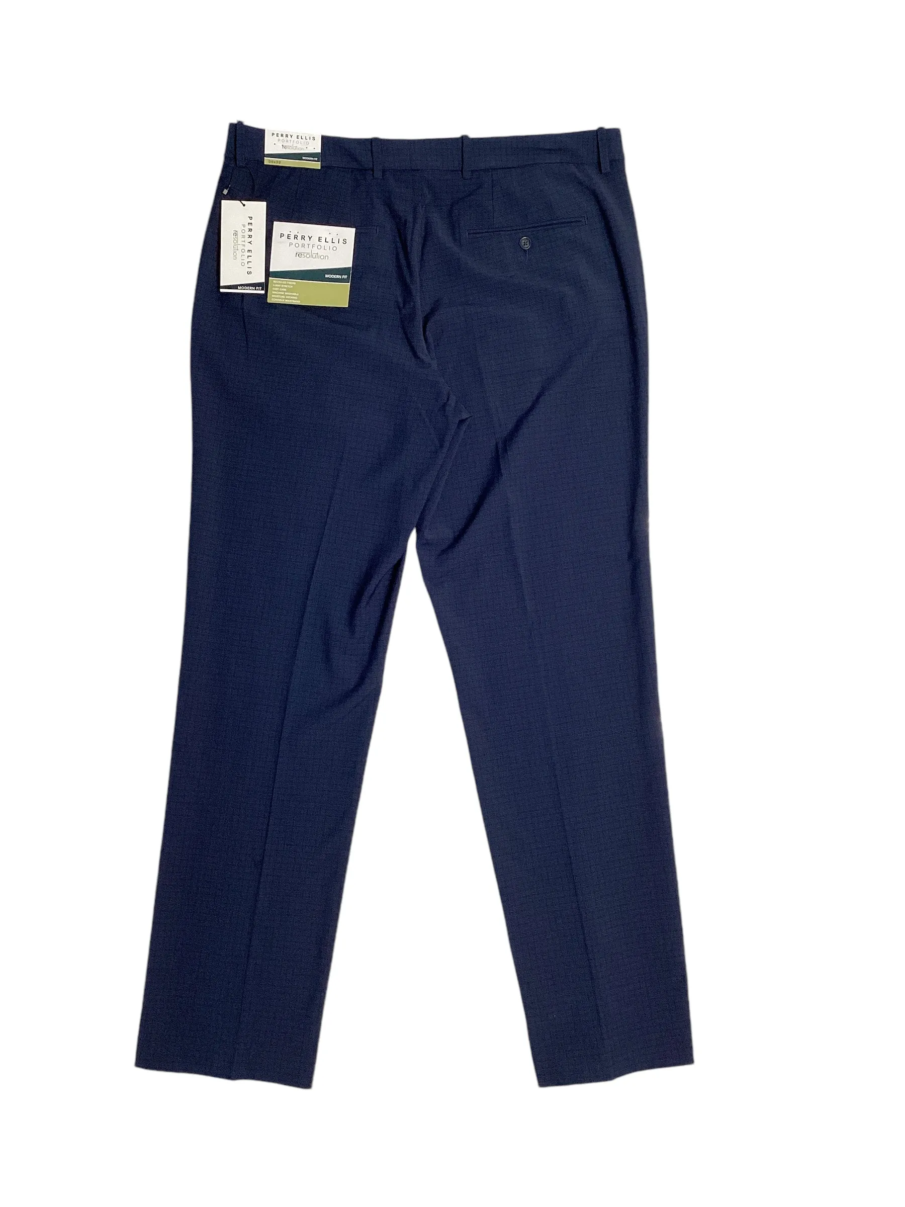 Perry Ellis Portfolio Mens Modern fit Dress Pants 33 / 30 Blue Plaid Stretch