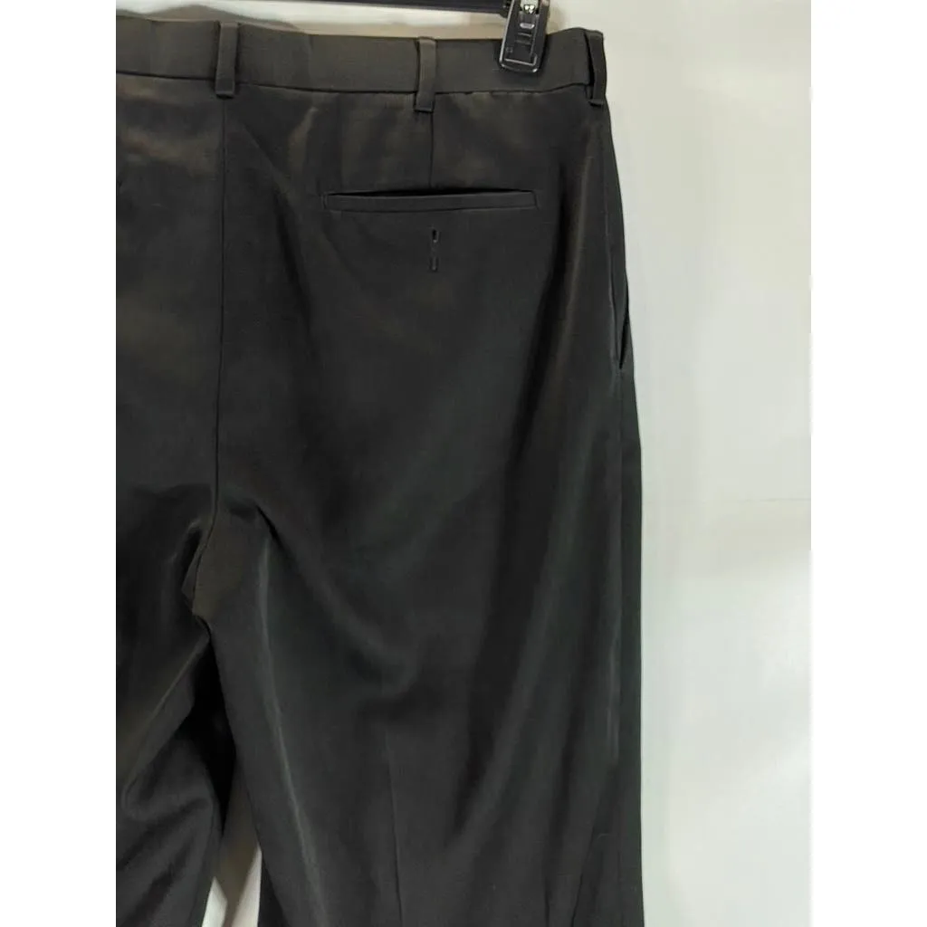 PERRY ELLIS PORTFOLIO Men's Solid Black Slim-Fit Flat Front Dress Pants SZ 36X32
