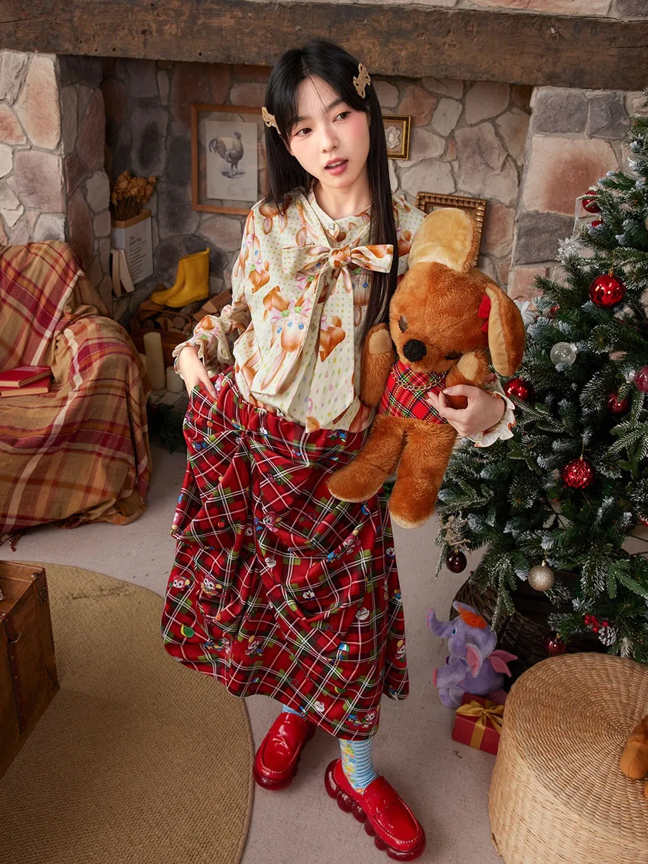Plaid Pleated MIni Skirt & Irregular Drape Skirt