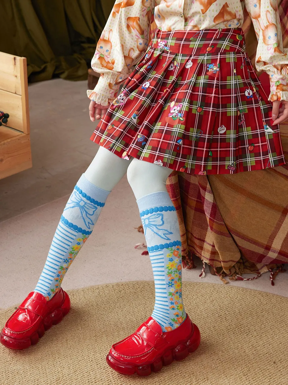 Plaid Pleated MIni Skirt & Irregular Drape Skirt