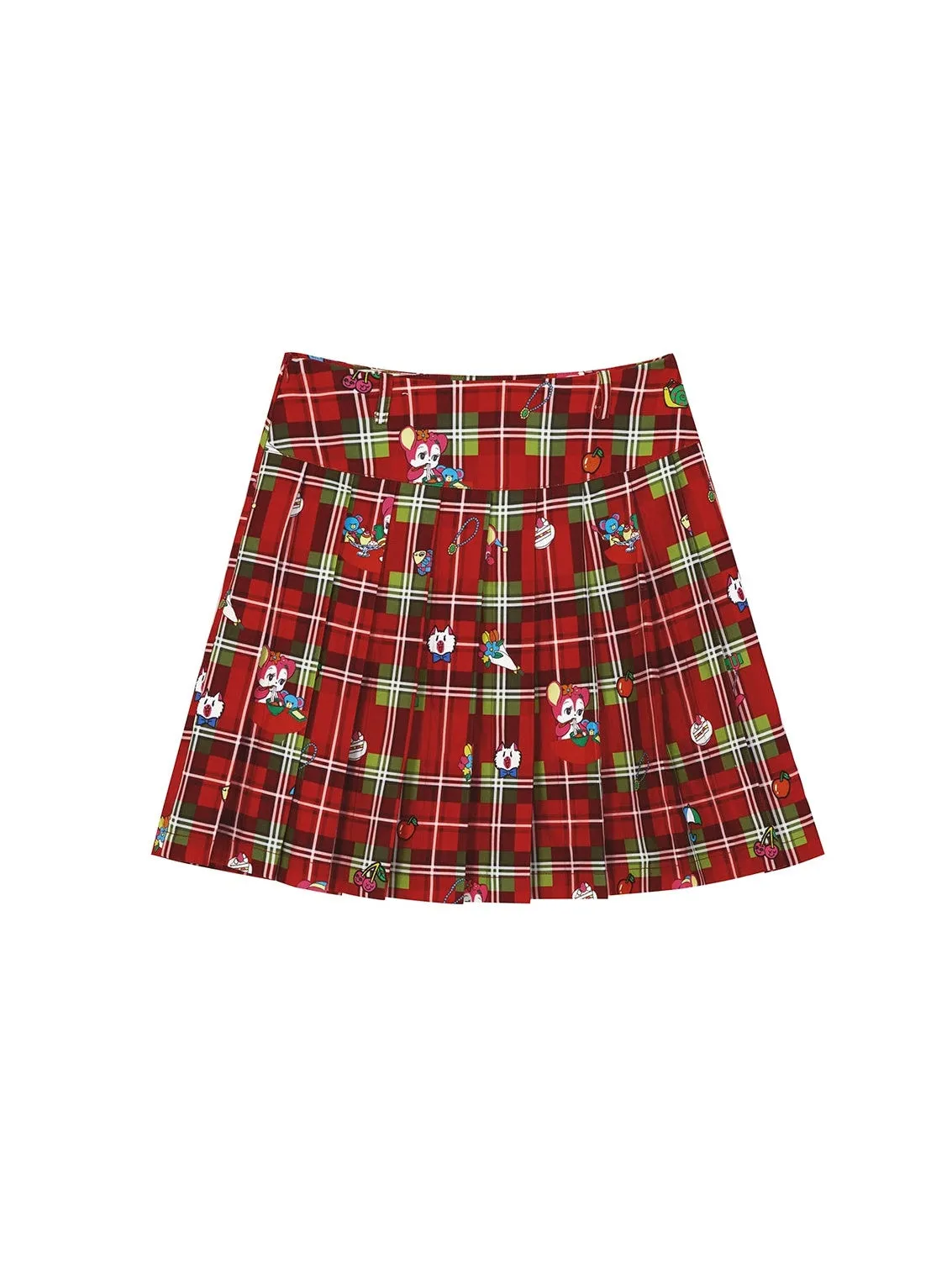 Plaid Pleated MIni Skirt & Irregular Drape Skirt