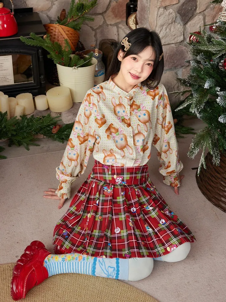 Plaid Pleated MIni Skirt & Irregular Drape Skirt