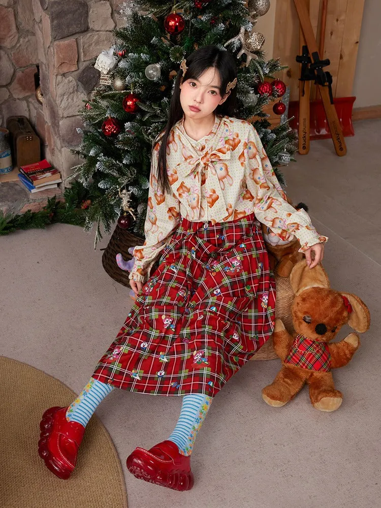 Plaid Pleated MIni Skirt & Irregular Drape Skirt