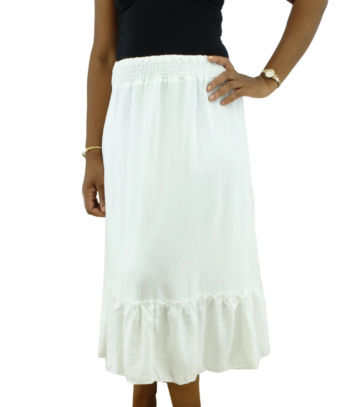 SM3844, SnowFlake - Airflow Solid Midi Skirt (S/M-L/XL) Assorted
