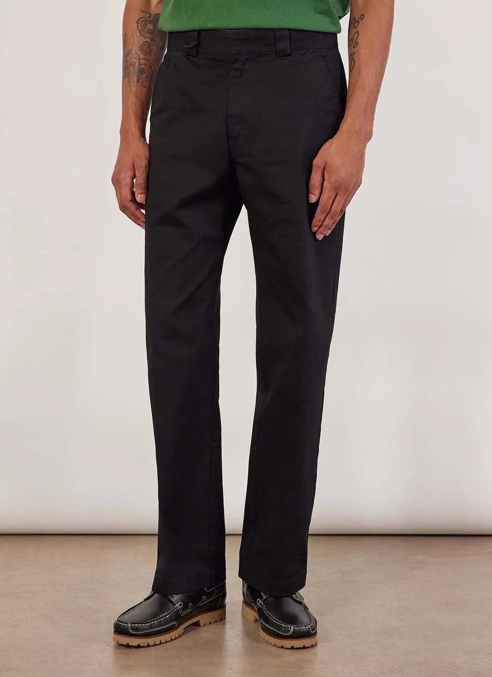 Stay Press Trousers | Cotton Twill Canvas | Black