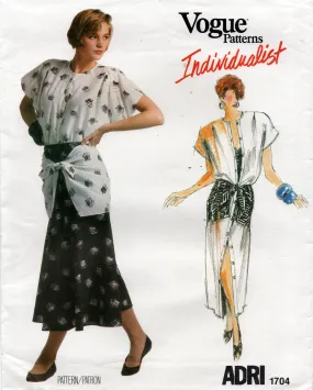 Vogue Individualist 1704 ADRI Womens Dress Shirt Skirt & Top 1980s Vintage Sewing pattern Size 12 UNCUT Factory Folded