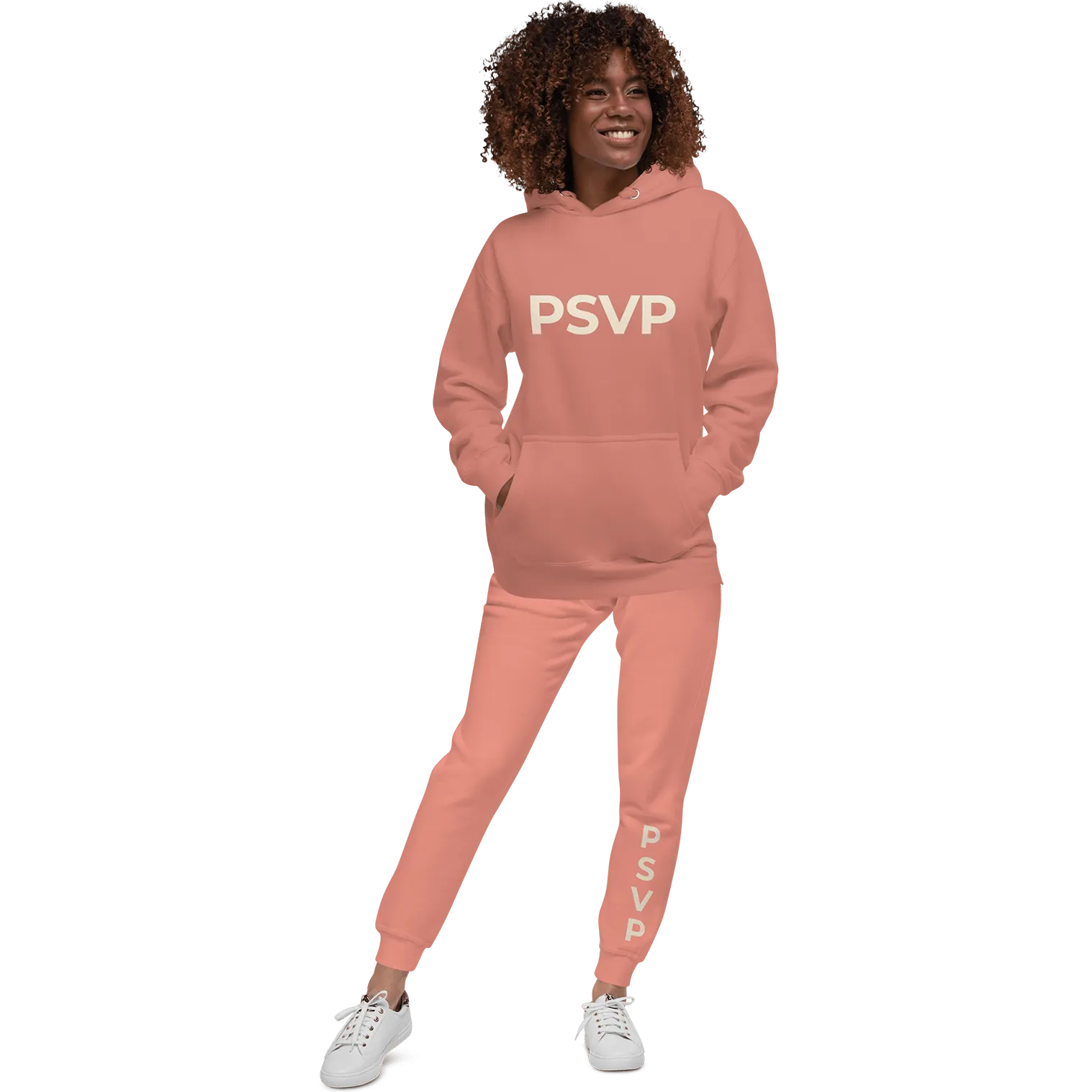 Women's Fleece Pink Sweatpants - PSVP Cream