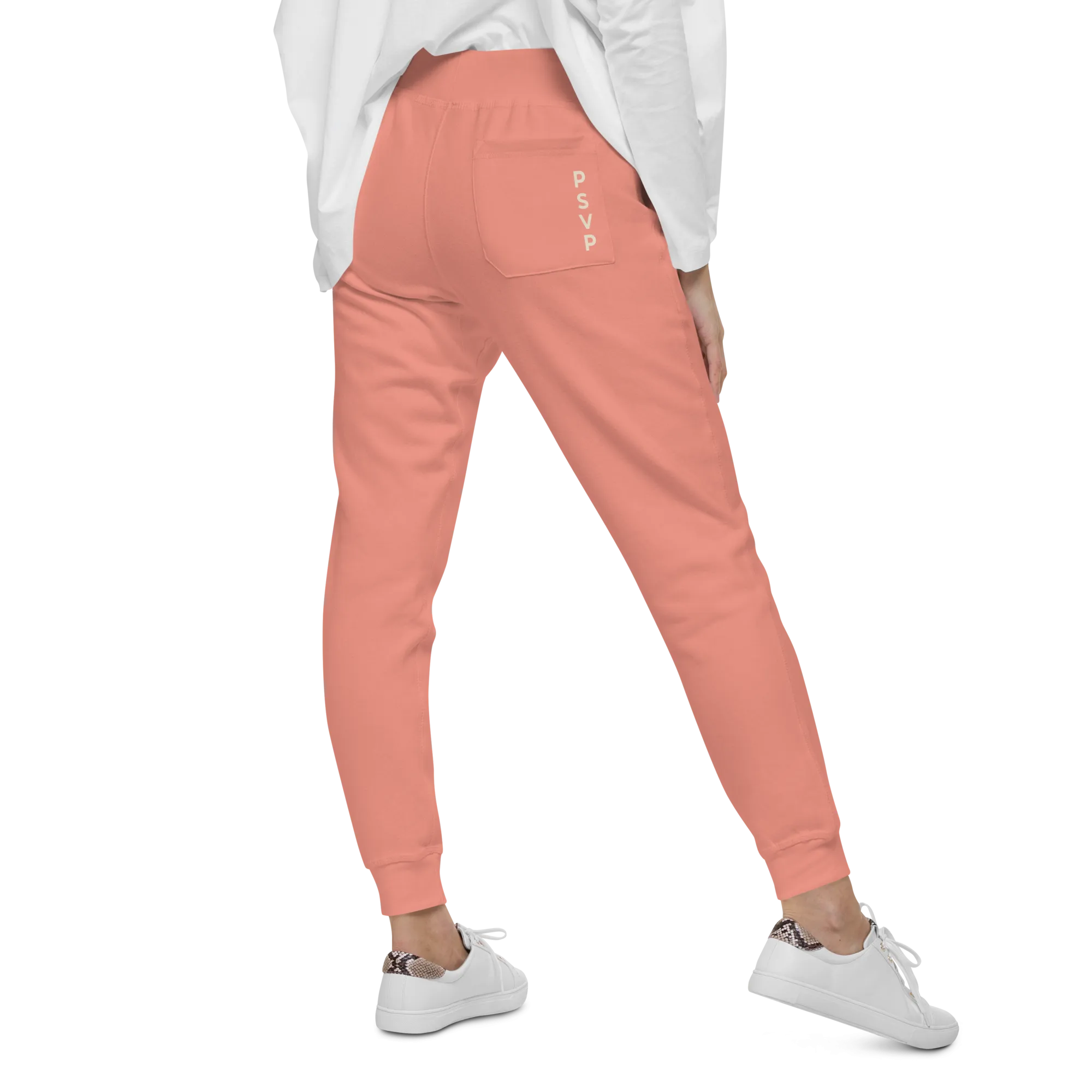 Women's Fleece Pink Sweatpants - PSVP Cream