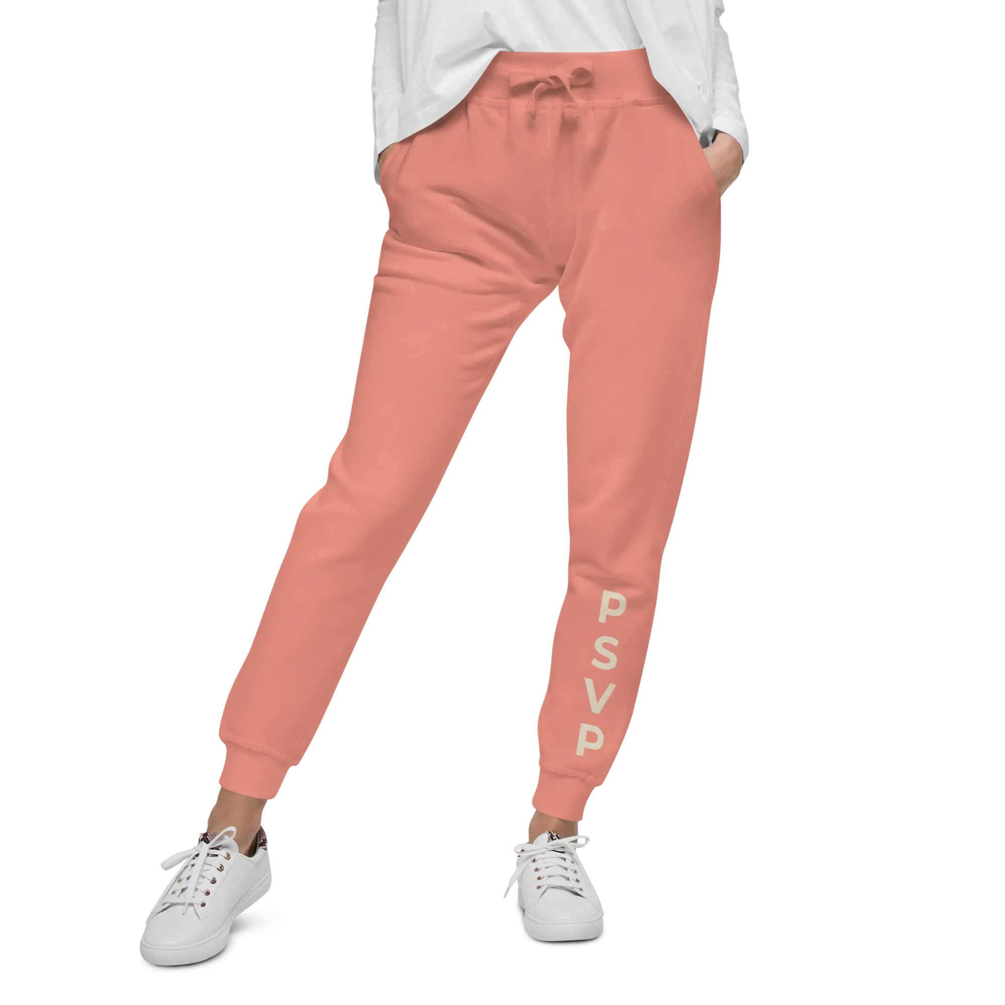 Women's Fleece Pink Sweatpants - PSVP Cream