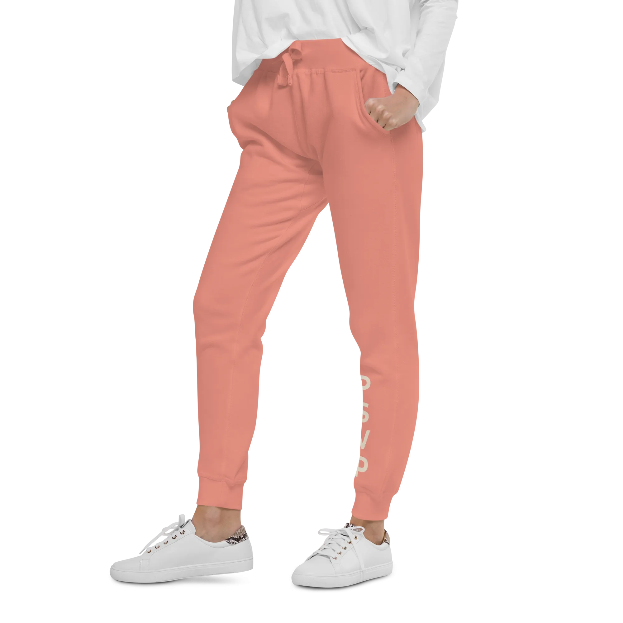 Women's Fleece Pink Sweatpants - PSVP Cream