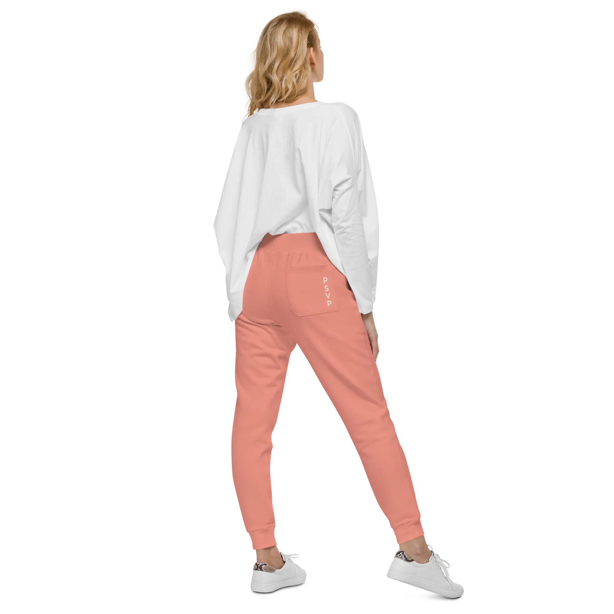 Women's Fleece Pink Sweatpants - PSVP Cream